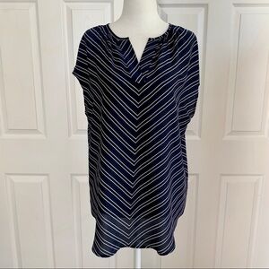 Maurices Navy Striped Short Sleeve Sheer Blouse